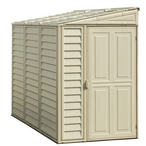 Abri de jardin en PVC SideMate 4'x8' – Dimensions 122 x 241 x 188 cm – Panneaux auto-extinguibles – Système de ventilation intégré – Duramax