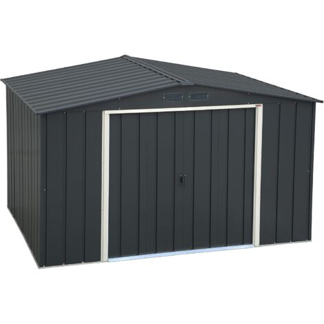 Duramax - caseta cobertizo jardín - ECO GANDIA 10X8 - Metal - gris antracita
