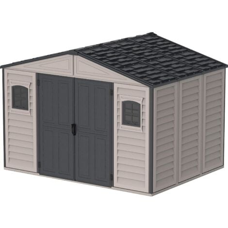 Duramax - caseta jardín - WOODBRIDGE PLUS 10X8 - PVC - color gris claro y oscuro
