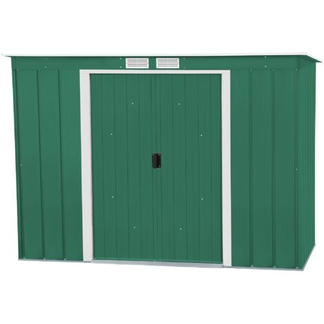 Duramax Eco Tetto da Giardino in Metallo zincato a Caldo, 8 x 4 Pent Roof, con Finiture Bianche, Verde
