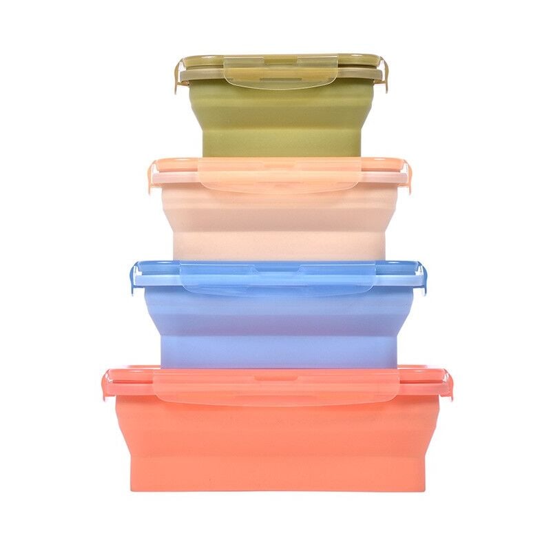 Durandal Set 4 boîtes de conservation alimentaire en silicone souple pliables et hermétiquesPlusieurs formats 350 ml à 1200 ml