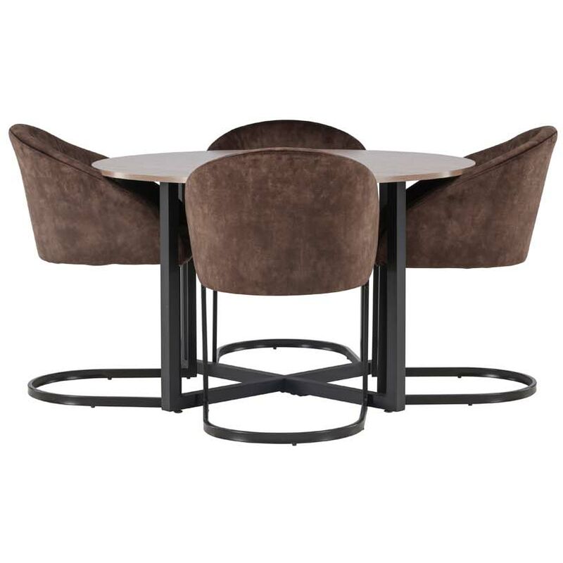 Ebuy24 - Durango Essgruppe Tisch Nussbaum Dekor Und 4 Evening Stühle Braun.