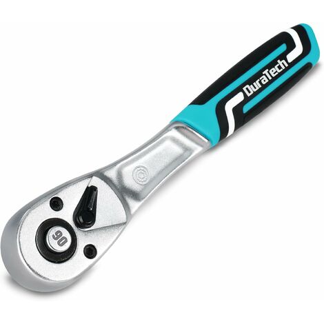 DURATECH Clé à Cliquet 1/4" avec 90 Dents, Cliquet à Dégagement Rapide en Acier Chrome Vanadium, Clé à Cliquet Reversible, Tête Compacte, Angle d'Actionnement 4°, Outils de Réparation Professionnels