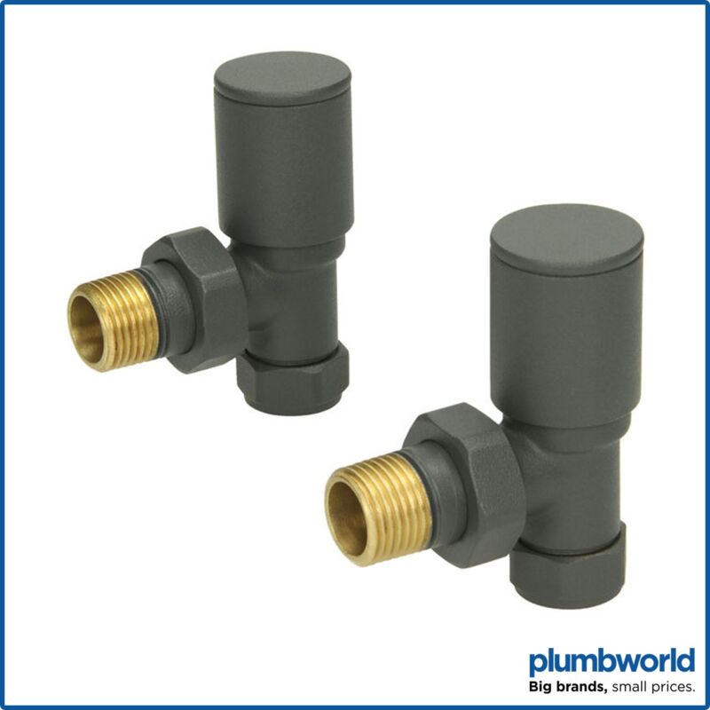 Galiflo Angled 15mm Anthracite Thermostatic Radiator and Towel Rail Valves