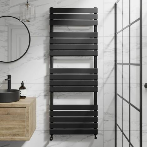 Duratherm Black Flat Panel Heated Towel Rail Bathroom Radiator 1600 x 600mm