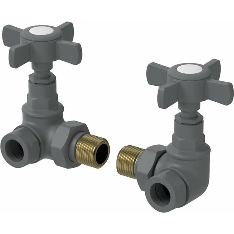 DuraTherm Corner Cross Head Anthracite Radiator Valves - 15mm