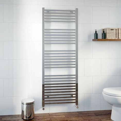 DuraTherm Heated Square Bar Towel Rail Chrome - 1600 x 600mm - Silver
