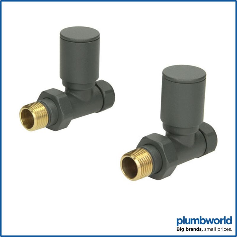 Galiflo Straight 15mm Anthracite Thermostatic Radiator and Towel Rail Valves