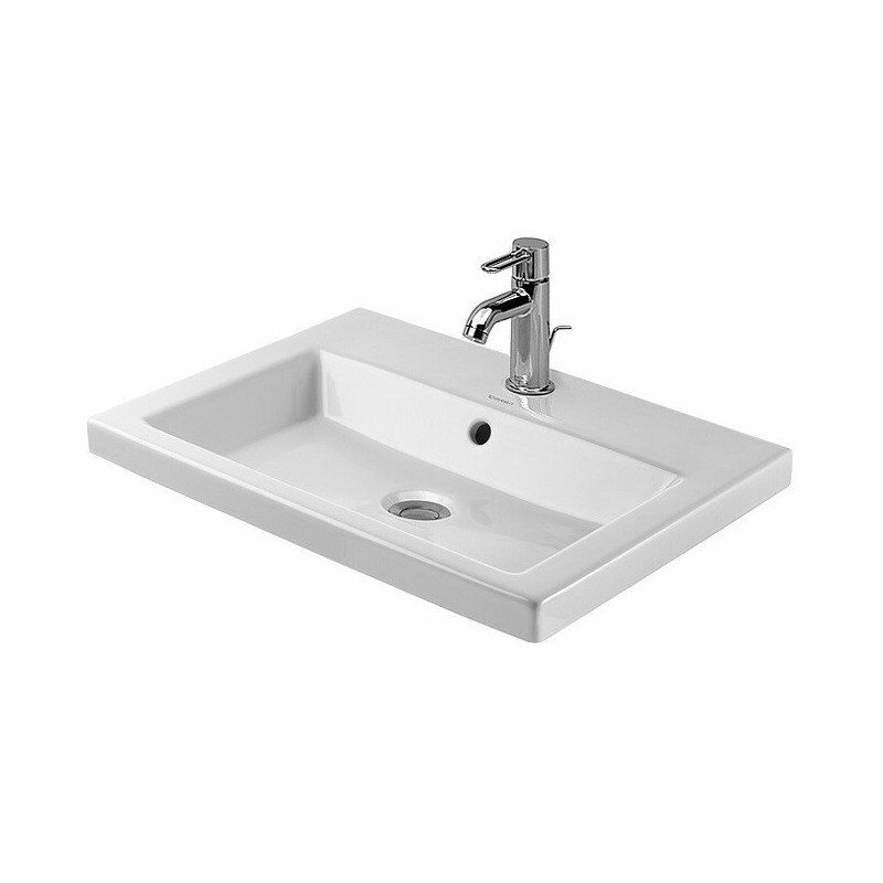 

2ND FLOOR lavabo encastrable con plataforma para grifo rebosadero 600x430mm 3 orificios para grifería blanco - Duravit