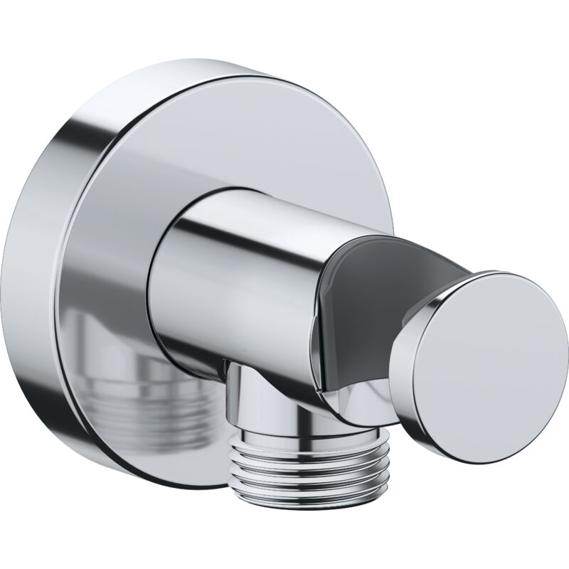 Duravit - Coude de raccordement mural universel raccord de flexible y compris support de douchette avec rosace ronde, chromé