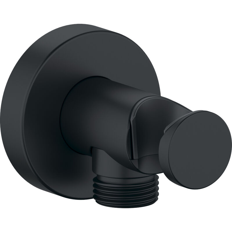 Duravit - Coude de raccordement mural universel raccord de flexible y compris support de douchette avec rosace ronde, noir mat