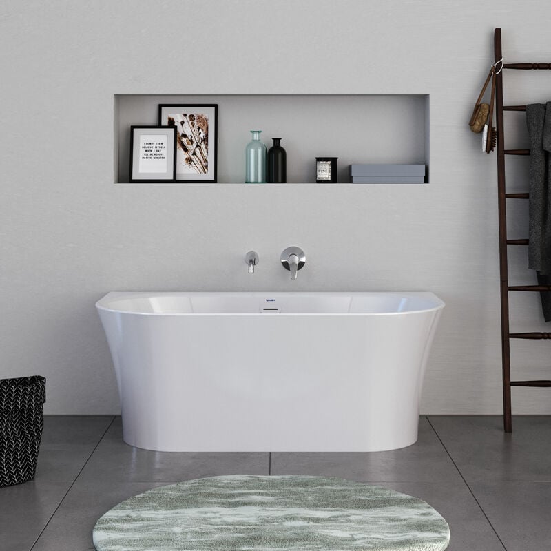 Duravit - Baignoire murale en acrylique rectangulaire à poser, 2 dossiers inclinés, 2 places - 150x75x47cm - Blanc brillant - duradelfi 150 x 75 cm
