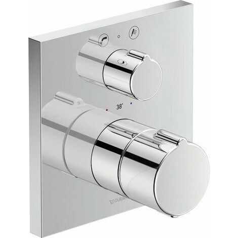 Duravit C.1 thermostat de baignoire encastré, rosace carrée, avec robinet darrêt et inverseur, C152000130, Coloris: Noir Mat - C15200013046