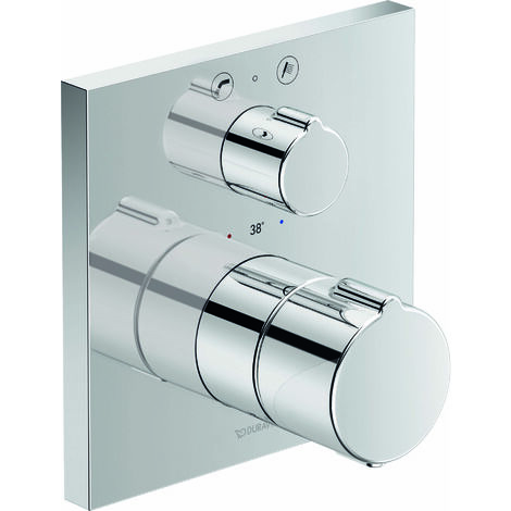 Duravit C.1 thermostat de baignoire encastré, rosace carrée, avec robinet de vidange et inverseur, combinaison de sécurité, chrome, C15200017010 - C15200017010