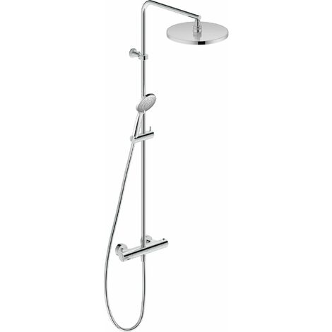 Duravit – Colonne de douche thermostatique chromée brillante – Douche de tête orientable Ø 200 mm – Technologie EasyClean – B24280008010