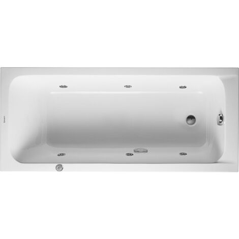 Duravit D-Code baignoire balnéo, 1600x700mm, 1 pente de dossier,