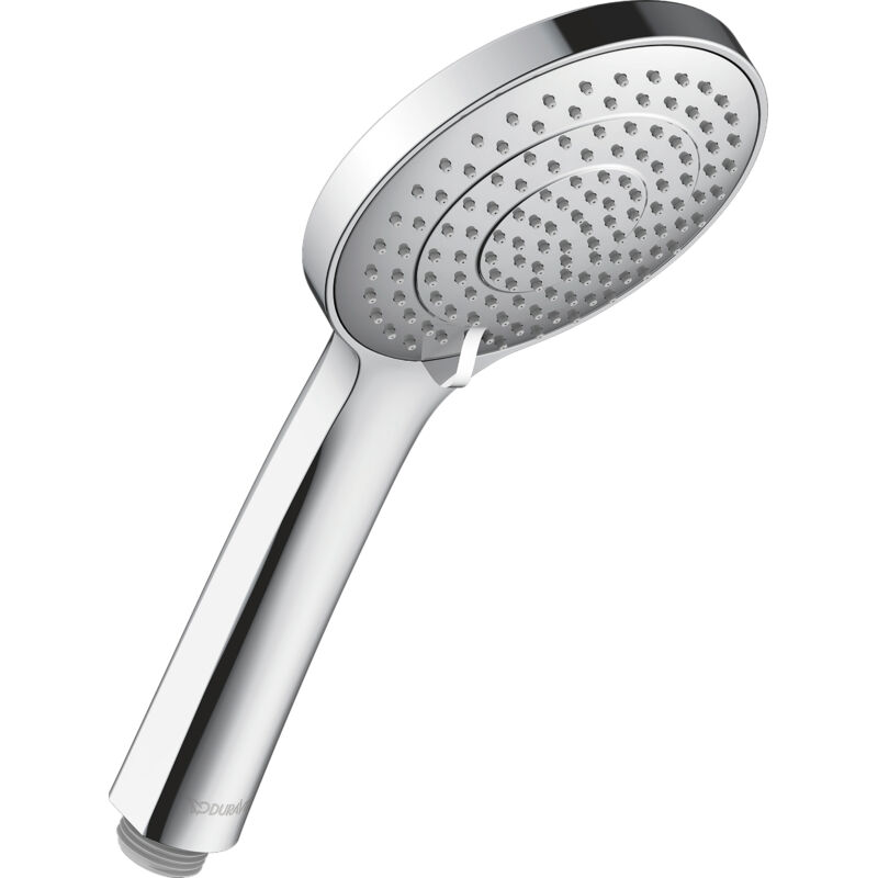 Douchette universelle Duravit avec 3 types de jets (Rain, Intense Rain, Soft Rain), ronde (ø 110 mm) facile à nettoyer, chromé