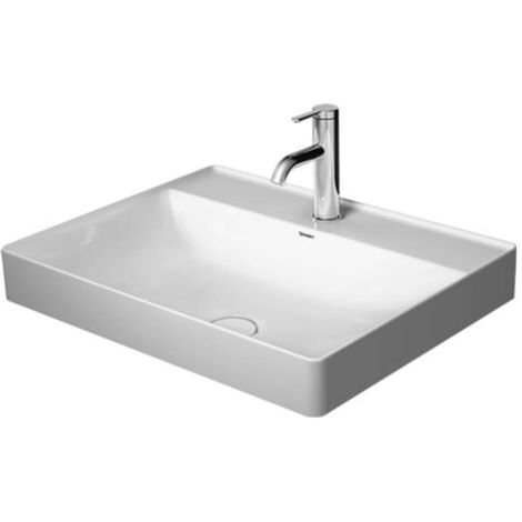 Duravit DuraSquare - Lavabo da appoggio 60x47 cm, con 1 foro per miscelatore, DuraCeram, bianco alpino 2354600041