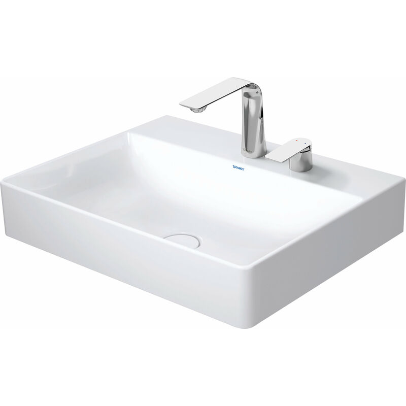 

Duravit DuraSquare lavabo de muebles 60x47cm, pulido, 2 agujeros para grifos, sin rebosadero, con banco con agujeros para grifos, color: Blanco con