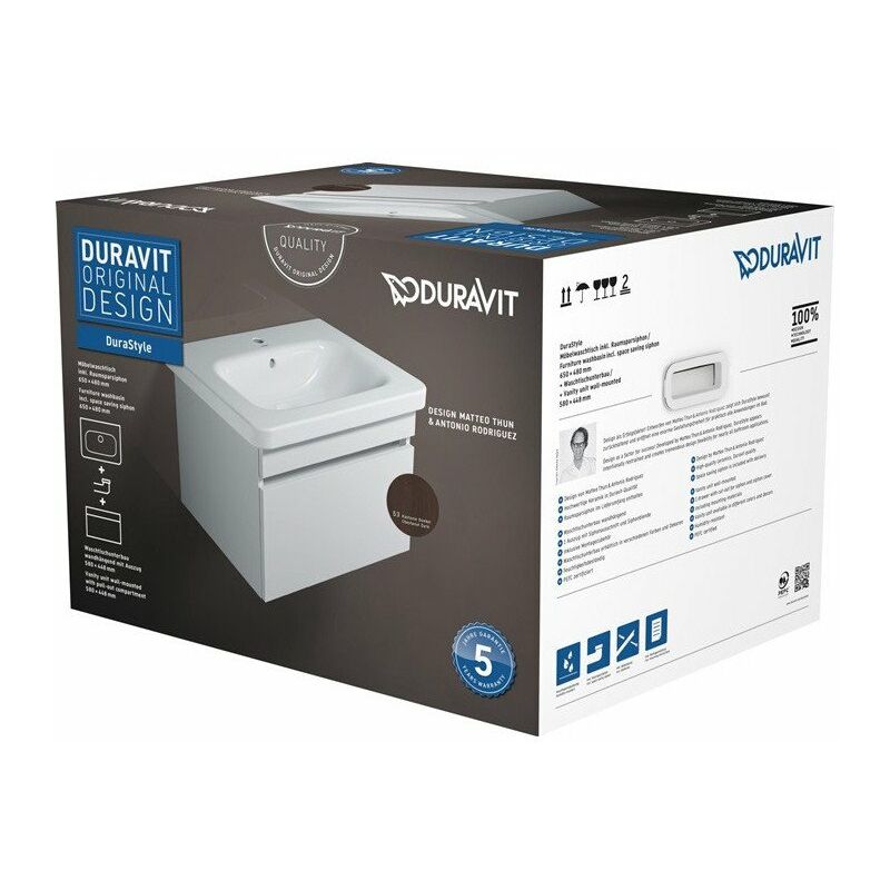 

Duravit - Mueble bajo lavabo y mueble bajo lavabo DURASTYLE 600 x 455 mm blanco brillo