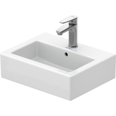 Duravit Handwaschbecken Vero 45cm, mit Überlauf, mit Hahnlochbank, mit Hahnloch, geschliffen, Farbe: Weiß mit Wondergliss - 07044500271