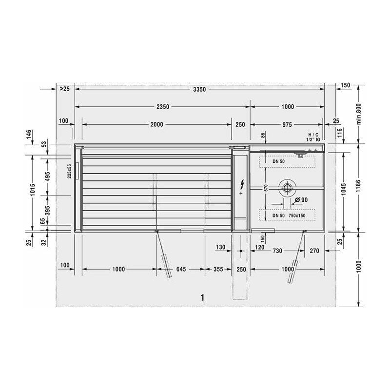 

INIPI sauna 3350x1170x2220mm de pie con antideslizante blanco brillo - Duravit