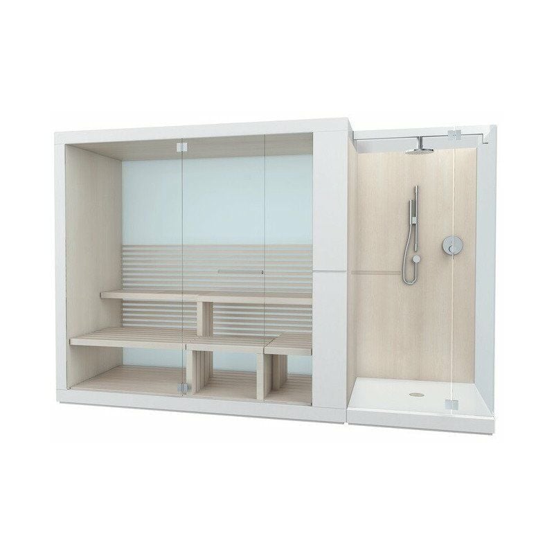 

Duravit INIPI sauna 3350x1170x2220mm versión frontal / esquina con nogal americano antideslizante