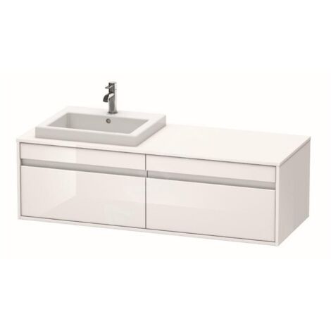 Duravit Ketho - Meuble sous lavabo 426x1400x550 mm, gauche, 2 tiroirs, blanc brillant KT6797L2222