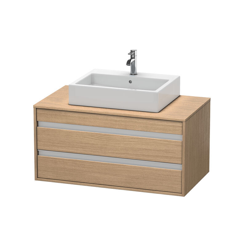 

Duravit Ketho Módulo mural 6655, 2 cajones, 1000mm, para lavabo de sobremesa, céntrico, Color (frente/cuerpo): Decoración Roble Europeo - KT665505252