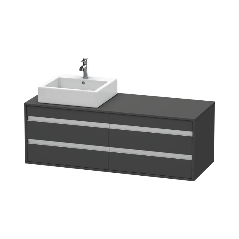 

Duravit Ag - Duravit Ketho Módulo mural 6657, 4 cajones, 1400mm, para 1 lavabo de sobremesa, a la izquierda, Color (frente/cuerpo): Grafito Mate