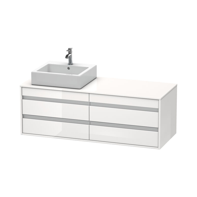 

Duravit Ketho Módulo mural 6657, 4 cajones, 1400mm, para 1 lavabo de sobremesa, a la izquierda, Color (frente/cuerpo): Decoración blanca de alto