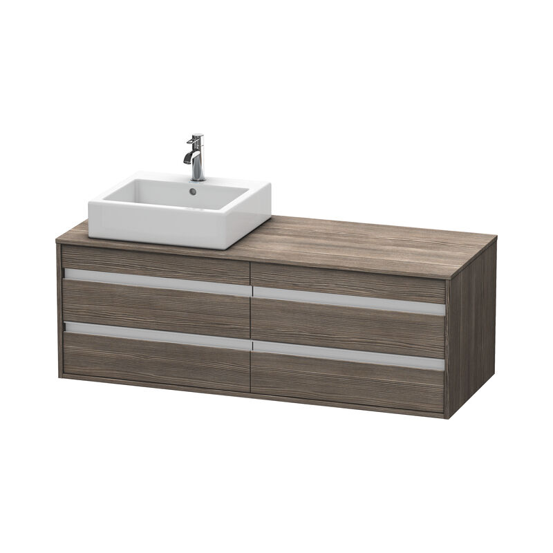 

Duravit Ketho Módulo mural 6657, 4 cajones, 1400mm, para 1 lavabo de sobremesa, a la izquierda, Color (frente/cuerpo): Pino Terra Decor - KT6657L5151