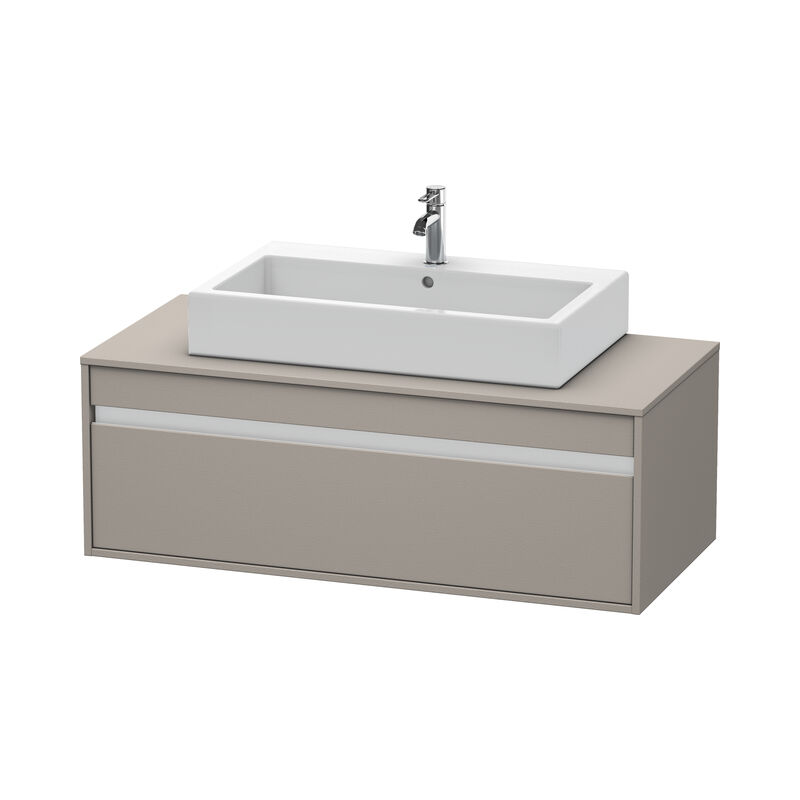 

Duravit Ketho Módulo mural 6696, 1 extraíble, 1200mm, para 1 lavabo de montaje superior, céntrico, Color (frente/cuerpo): Terra Mate - KT669601414