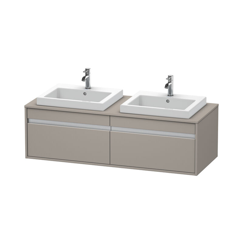 

Duravit Ketho Mueble de pared 6797, 2 extraíbles, 1400mm, para 2 lavabos empotrados, a ambos lados, Color (frente/cuerpo): Terra Mate - KT6797B1414