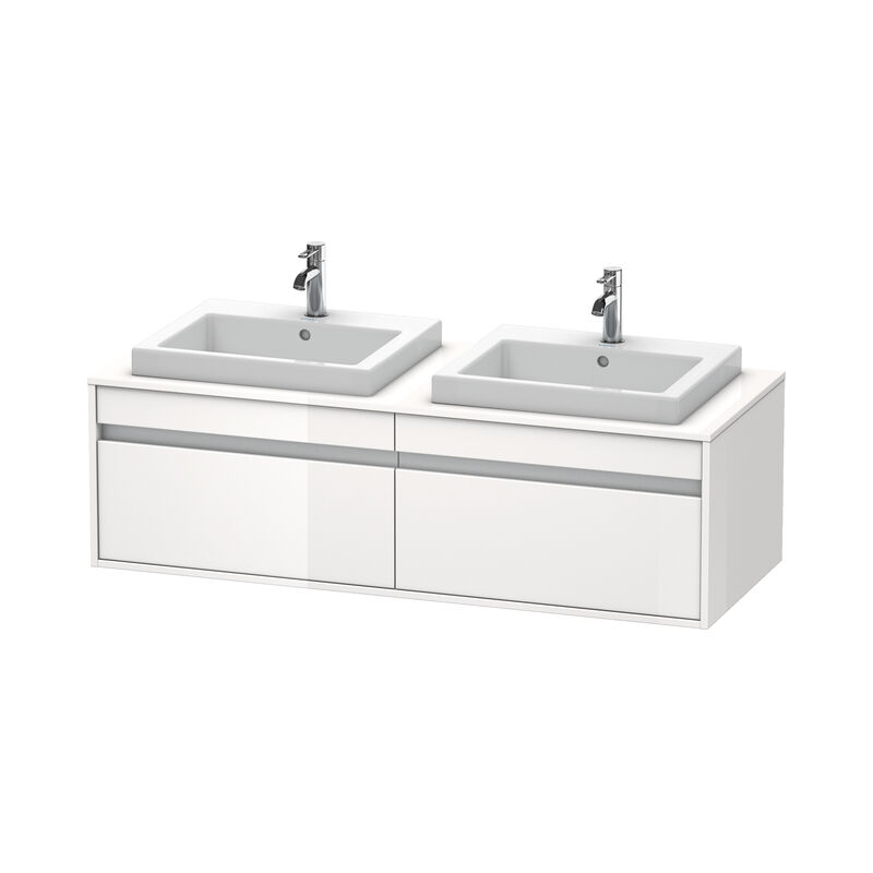 

Duravit Ketho Mueble de pared 6797, 2 extraíbles, 1400mm, para 2 lavabos empotrados, a ambos lados, Color (frente/cuerpo): Decoración blanca de alto