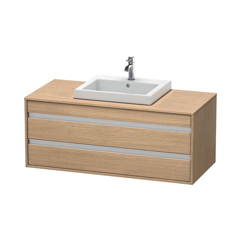 

Duravit Ketho Neceser de pared 6756, 2 cajones, 1200mm, para lavabo empotrado, céntrico, Color (frente/cuerpo): Decoración Roble Europeo - KT675605252