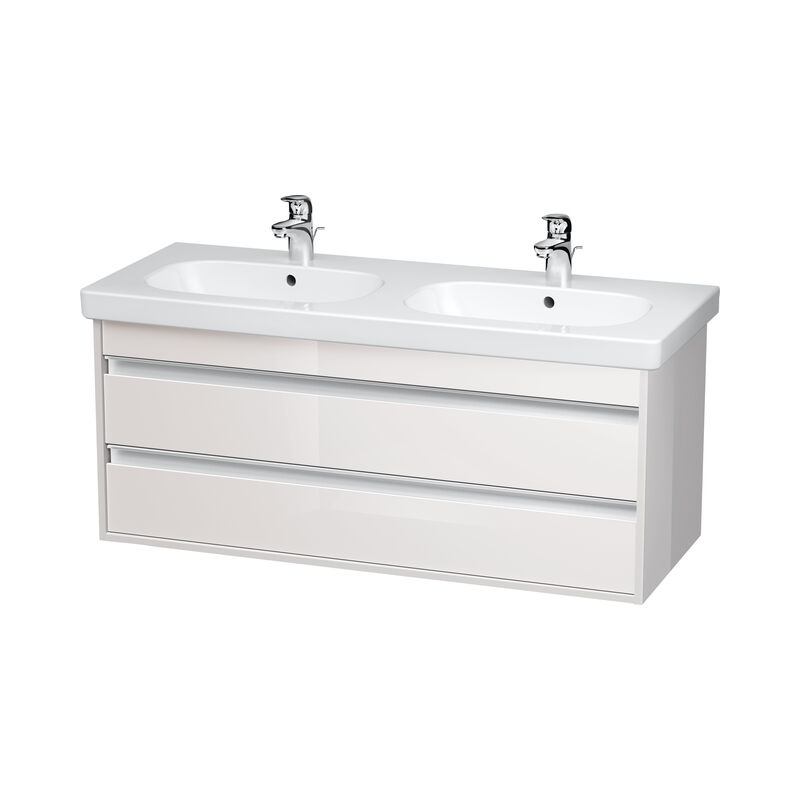 

Duravit Ketho tocador de pared 6649, 2 cajones, 1150mm, para el código D., Color (frente/cuerpo): Decoración blanca de alto brillo - KT664902222