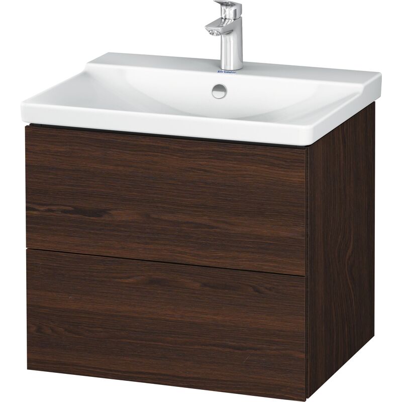 

Duravit L-Cube Mueble de pared 620mm de ancho, profundidad 481, 2 cajones, se ajusta a la altura de P3 Comfort. Artículo 233265, color: Nogal