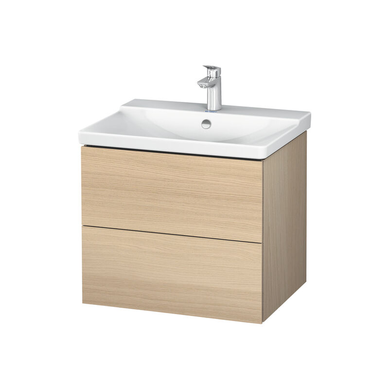 

Duravit L-Cube Mueble de pared 620mm de ancho, profundidad 481, 2 cajones, se ajusta a la altura de P3 Comfort. Artículo 233265, color: Roble