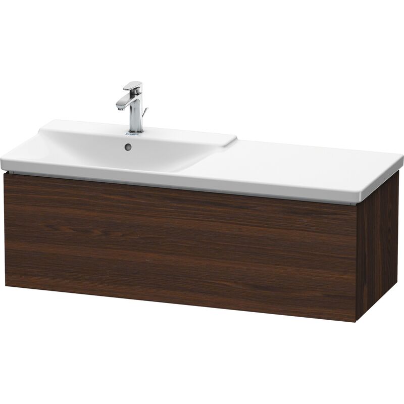 

Duravit L-Cube Mueble de pared, ancho 1220mm, profundidad 481, 1 extraíble, se ajusta a la medida. Artículos 233312 y 233412, color: Nogal cepillado