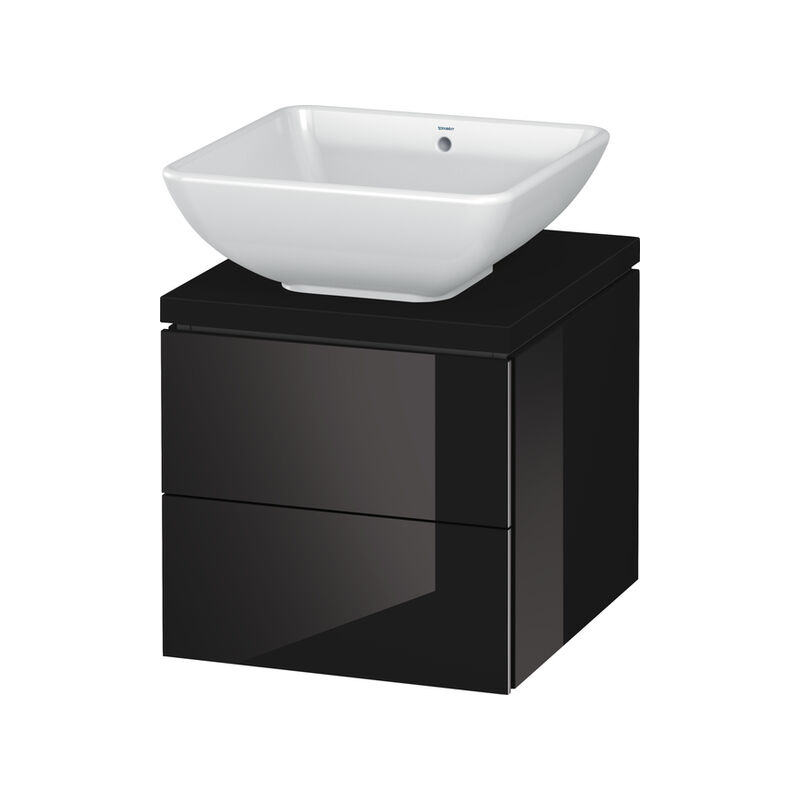 

Mueble de lavabo Duravit L-Cube para consola, ancho 720mm, profundidad 477mm, 2 cajones, color: Laca negra de alto brillo - LC580604040