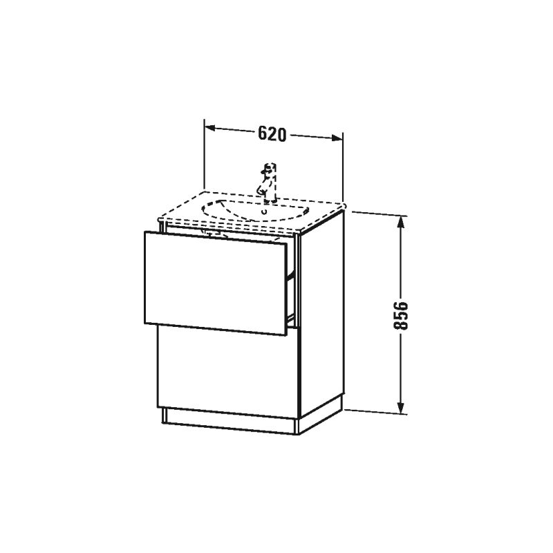 

Duravit L-Cube Waschtischunterbau stehend mit Sockelblende, 2 Auszüge, Breite: 620mm, für Darling New 049963, color: Flanela Gris seda lacado mate