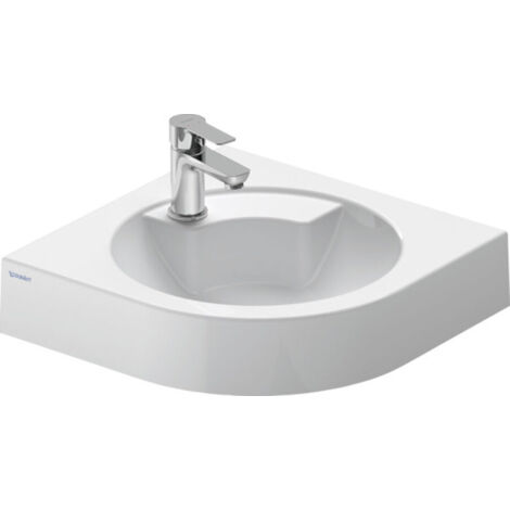 Duravit – Lave-mains d'angle 635x540mm – Céramique sanitaire blanche – 1 trou prépercé – Sans trop-plein – Pour espaces réduits