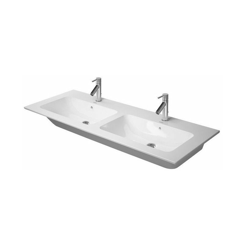 

ME by Starck lavabo doble con plataforma para grifo rebosadero 1300x490mm 3 orificios para grifería blanco - Duravit