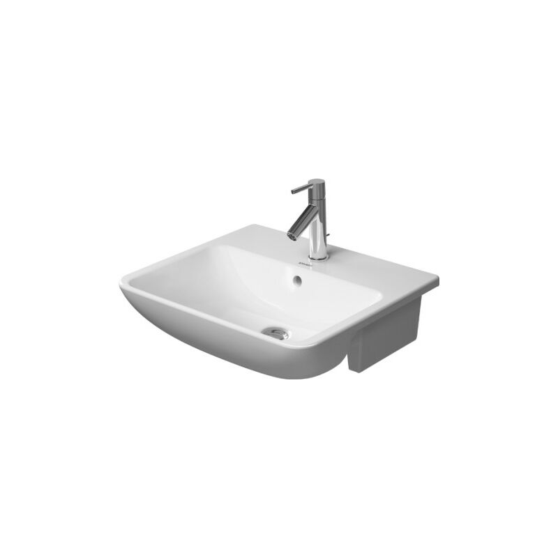 

Duravit ME by Starck Lavabo semi-empotrado, 1 agujero para grifo, rebosadero, con banco para grifo, 550 mm, color: Blanco con Wondergliss