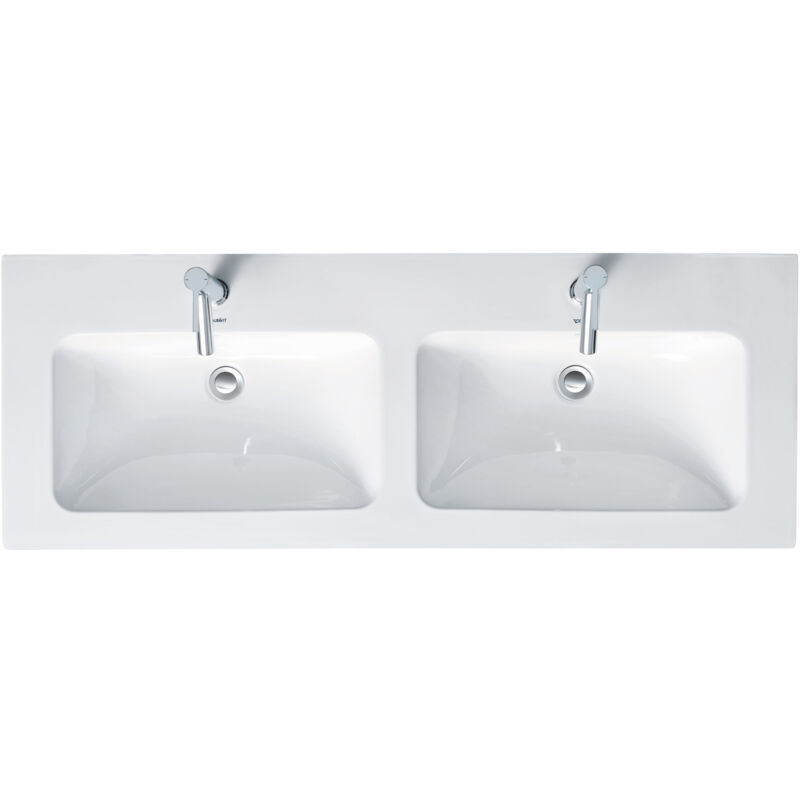 Me By Starck - Möbel-doppelwaschtisch 130x49 Cm, Mit 2 Hahnlöcher, S Wondergliss, Alpinweiß 23361300001 - Duravit