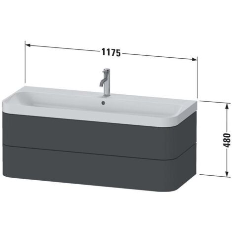 Duravit Möbelwaschtisch Happy D.2 Plus 117,5x49cm, 2 Schubk., o. HL, Tau matt