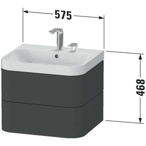 Duravit Möbelwaschtisch Happy D.2 Plus 57,5x49cm, 1 HL, we matt, 2 Schubkästen