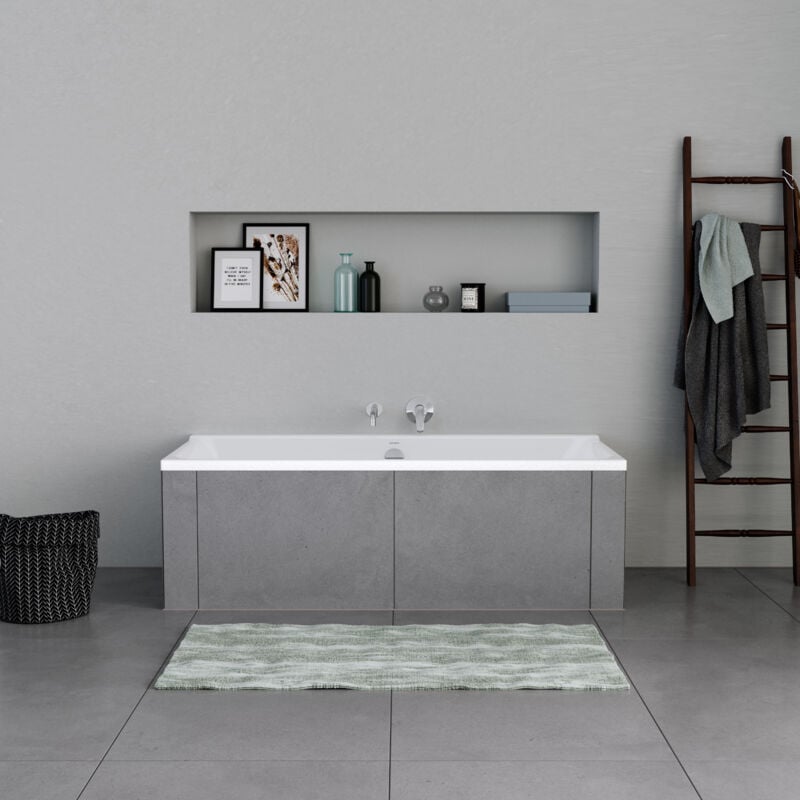 Duravit - Baignoire murale en acrylique rectangulaire à encastrer, 1 dossier incliné à droite - 170x70x49,5cm - Blanc brillant - P3 Droite