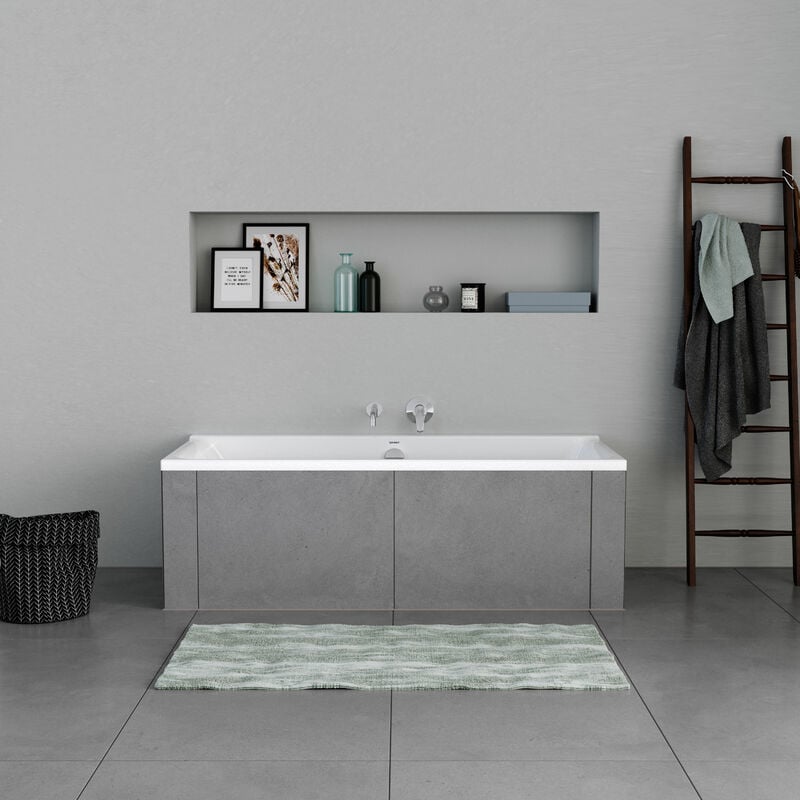 Duravit - Baignoire murale en acrylique rectangulaire à encastrer, 1 dossier incliné à droite - 170x75x49,5cm - Blanc brillant - P3 Gauche